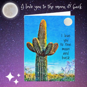 Carte Je vous aime à la lune et à l'arrière style sud-ou