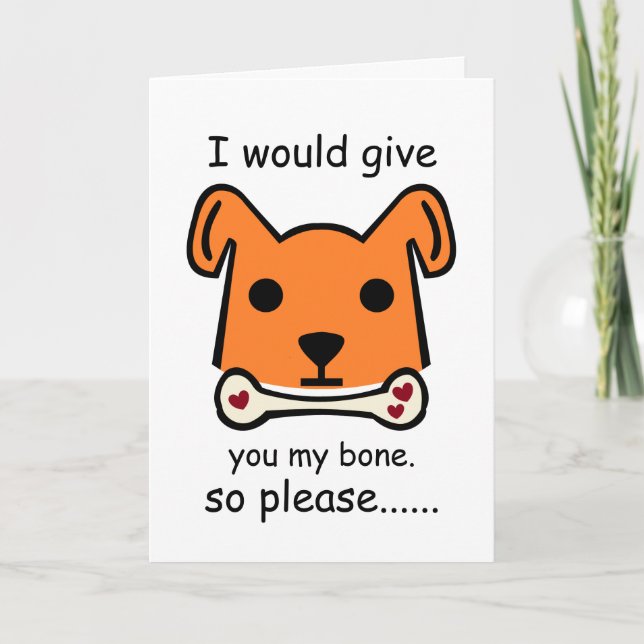 Carte Je Vous Donnerais Mon Os, Chiot de la Saint Valent (Devant)