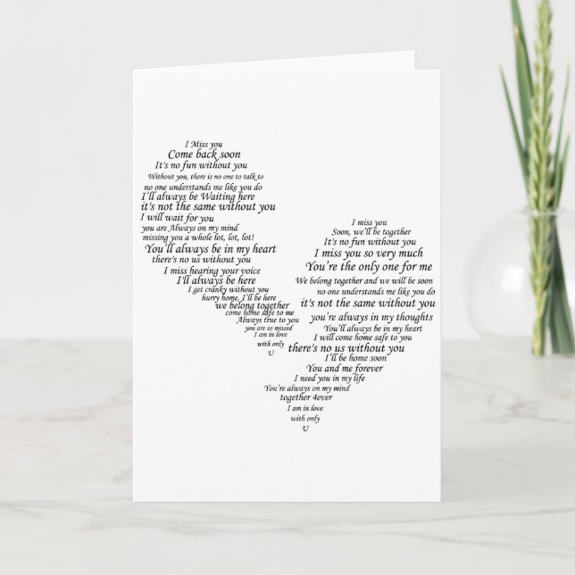 Carte Je Vous Manque - Coeur Séparé Cassé (Devant)