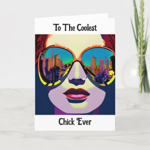 Carte Je Vous Manque   Femme dans les lunettes de soleil