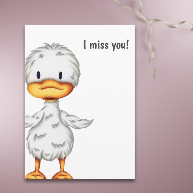 Carte Je Vous Manque Mignonne Simple Canard Illustré Sal (Créateur téléchargé)