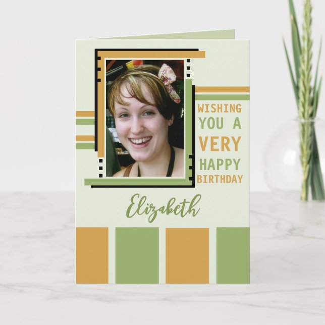 Carte Je vous souhaite bonne photo d'anniversaire or ver (Devant)
