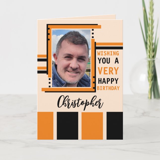 Carte Je vous souhaite bonne photo d'anniversaire orange (Devant)