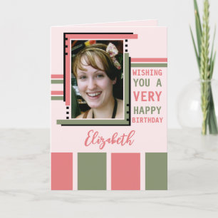 Carte Je vous souhaite bonne photo d'anniversaire rose v