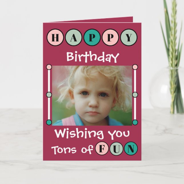 Carte Je vous souhaite des tonnes de plaisir rose enfant (Devant)