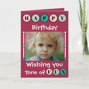 Carte Je vous souhaite des tonnes de plaisir rose enfant