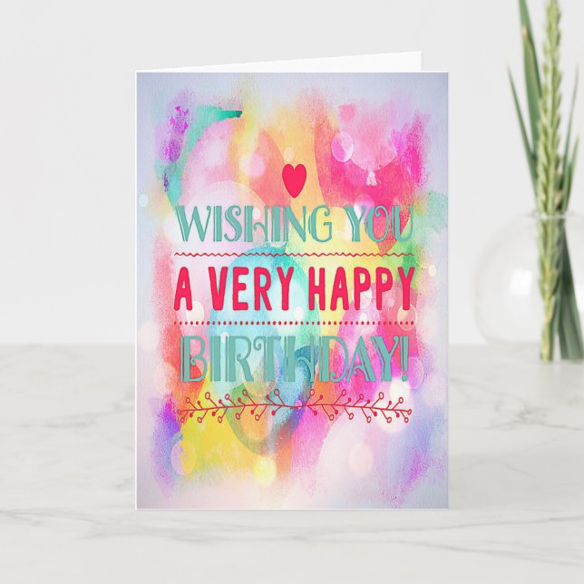 Carte "Je Vous Souhaite Un Anniversaire Très Heureux !" (Devant)