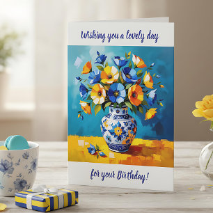 Carte Je vous souhaite un bel anniversaire   Fleurs