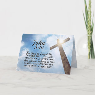Carte Jean 3:16 Dieu si aimé le monde Croix en bois 