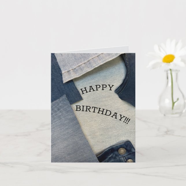 CARTE JEANS BLEUS, JEANS PORTENT DES VÊTEMENTS AMUSANTS  (Petite plante)