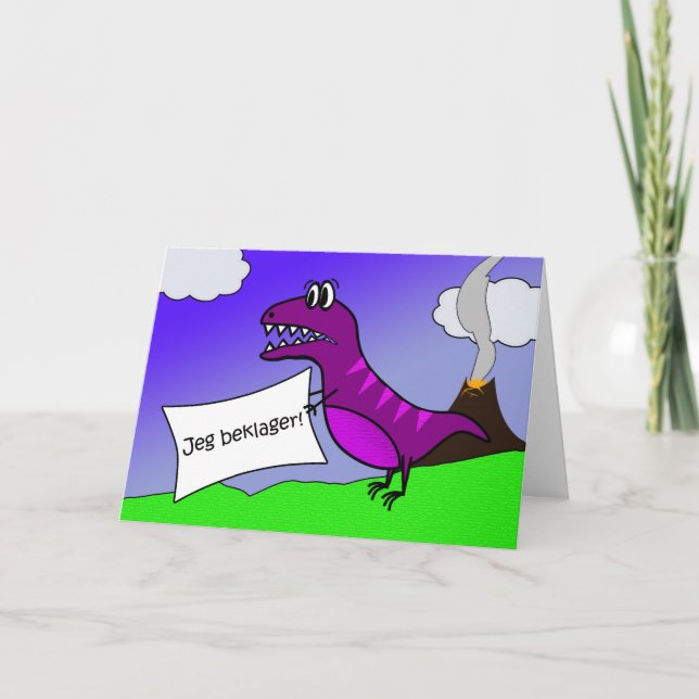Carte Jeg beklager Je suis désolé en Danois Dinosaure Vi (Devant)