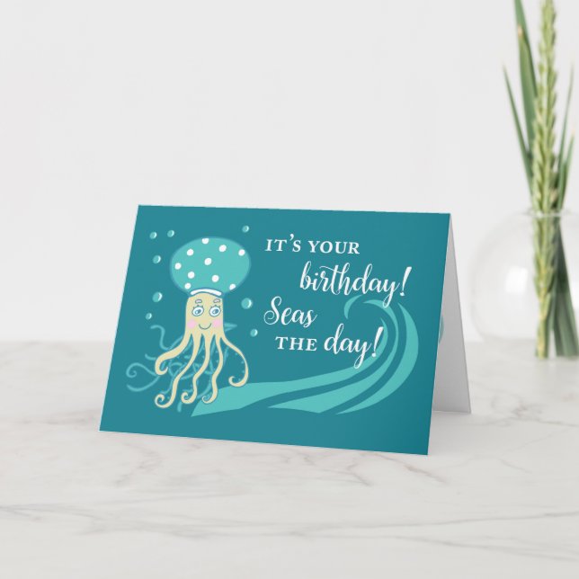 Carte Jellyfish d'anniversaire en mer (Devant)