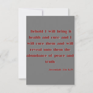 Carte Jeremiah 33:6 KJV Bible Écriture Salutation