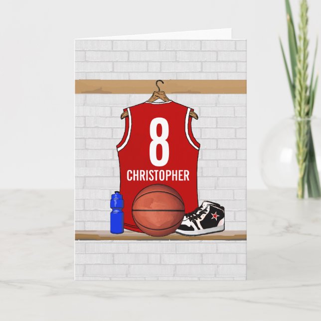 Carte Jersey de basket-ball rouge et blanc personnalisé (Devant)