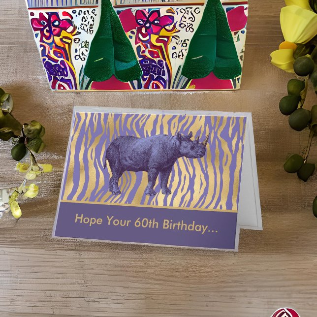 Carte J'espère que votre 60e anniversaire est Rhinoceros (Créateur téléchargé)
