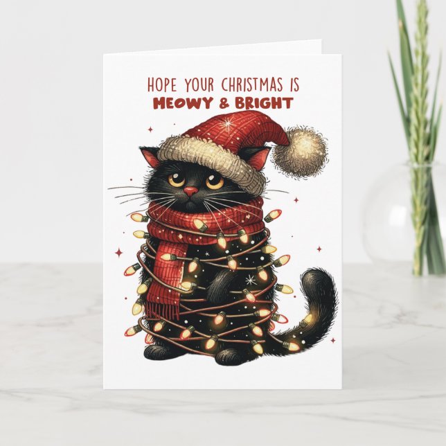 Carte J'espère que votre Noël est Meowy & Bright Greetin (Devant)