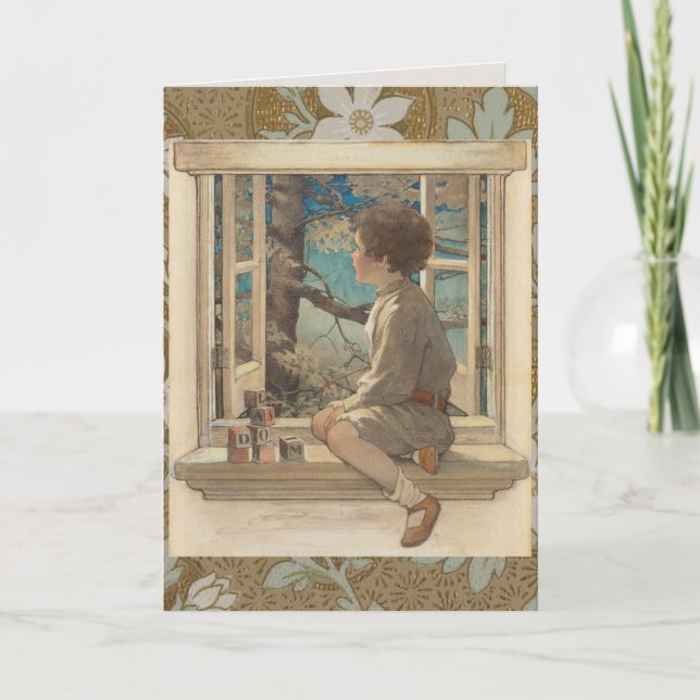 Carte Jessie Wilcox Smith "Dream Blocks" Garçon Fenêtre (Devant)