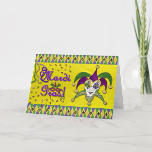 Carte Jester Mask Mardi Gras Arlequin