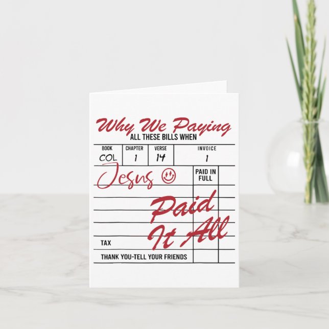 Carte Jésus A Payé Tout Jésus Jour Chrétien De Pâques (Devant)