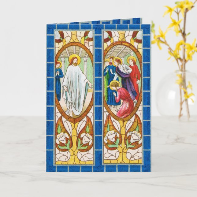 Carte Jésus apparaît aux Apôtres à Pâques (RT 02) (Fleur jaune)