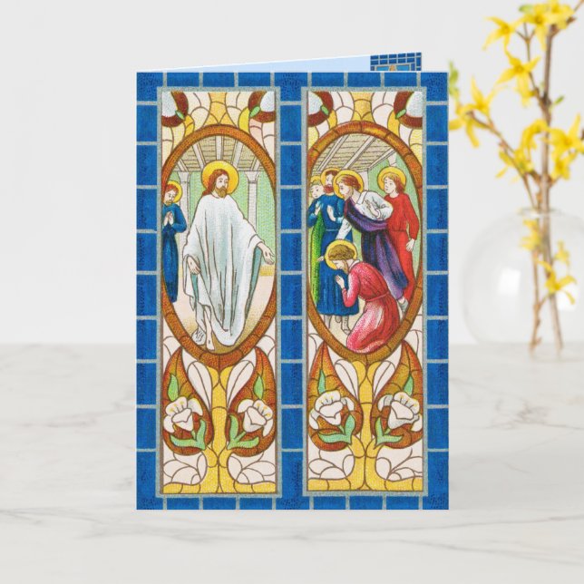 Carte Jésus apparaît aux Apôtres à Pâques (RT 02) (Fleur jaune)