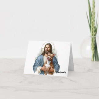 Carte Jésus avec Pit Bull Dog Perdre la sympathie
