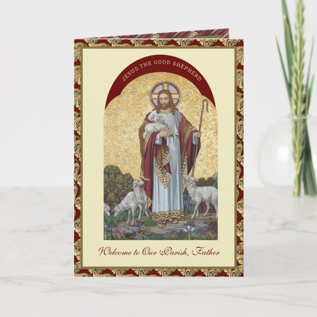 Carte Jésus Bon Pasteur Bienvenue à la paroisse (Devant)