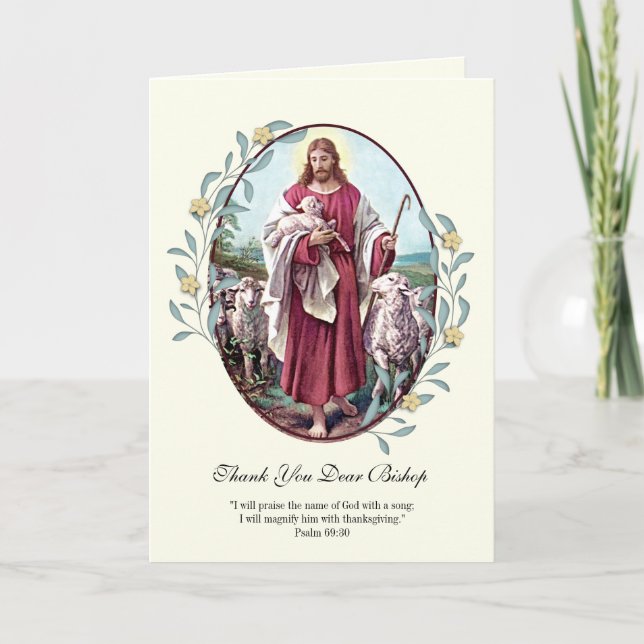 Carte Jésus Bon Pasteur Evêque Encouragement (Devant)