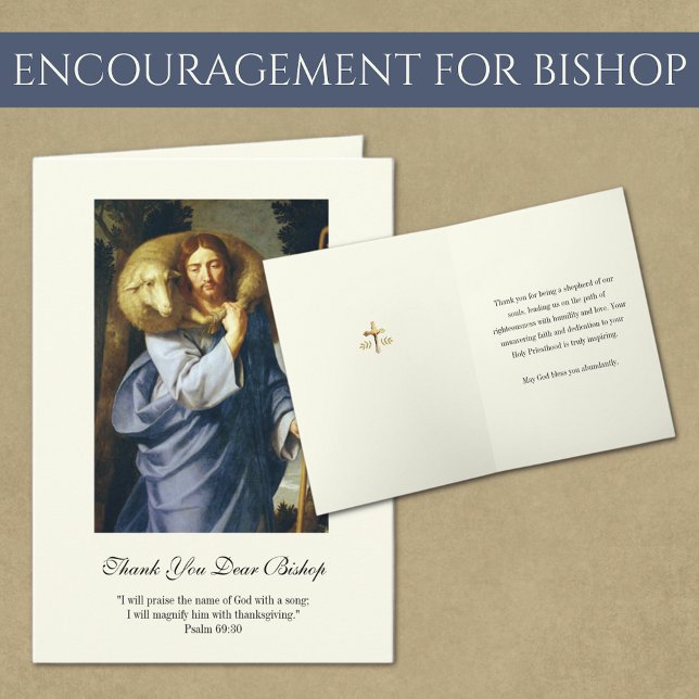 Carte Jésus Bon Pasteur Evêque Encouragement (Religious Encouragement for Catholic Bishop or priest)