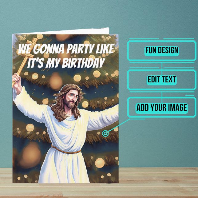 Carte Jésus Célébrant Son Anniversaire Noël Drôle (Share your love this year with a Holiday greeting card using a fun design.)