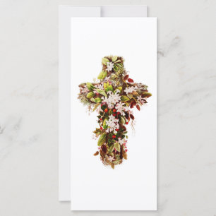 Carte Jésus dimanche de Pâques Croix de fleurs