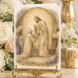 Carte Jésus donne la Sainte Eucharistie à la Mère Marie