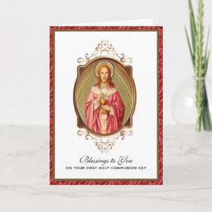 Carte Jésus élégant Première Sainte Communion Vintage