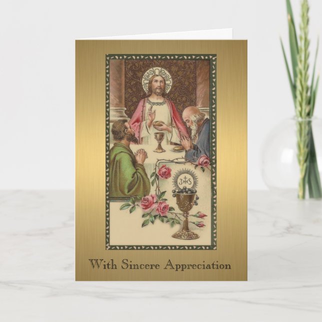 Carte Jésus Grand Prêtre à la Dernière Cène catholique (Devant)