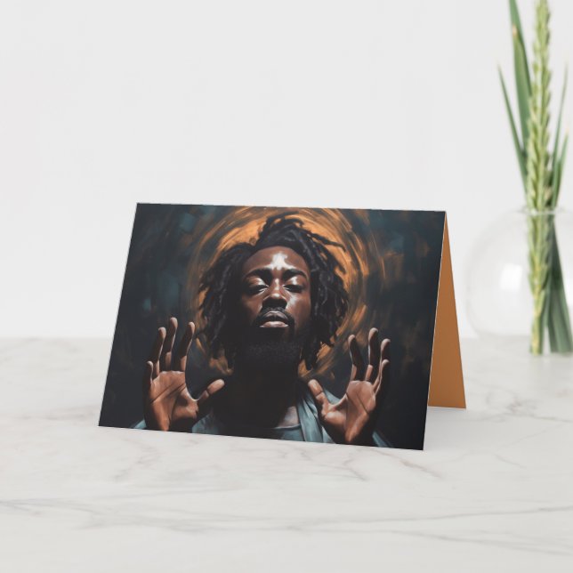 Carte Jésus Noir Il M'A Touché Va Bien (Devant)