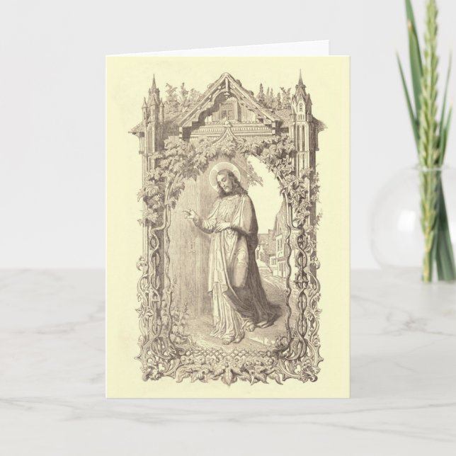 Carte Jésus religieux frappe à la porte (Devant)