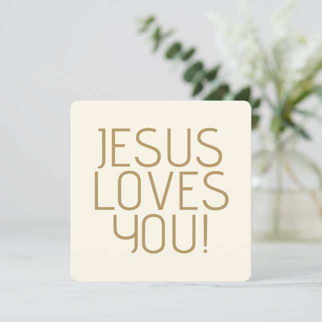 Carte Jésus t'aime | Blanc blanc cassé et taupe (Debout devant)