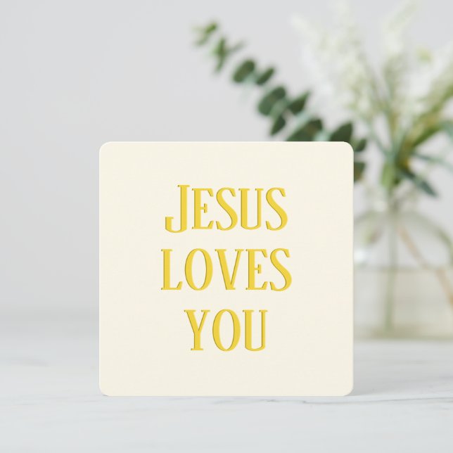 Carte Jésus t'aime | blanc cassé et or (Debout devant)