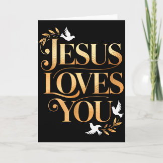 Carte Jesus vous aime Colombe et branche d'olivier Éléga