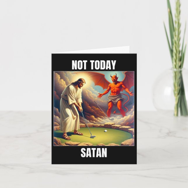 Carte Jésus Vs Satan Jouer Au Golf - Pas Aujourd'Hui Sat (Devant)