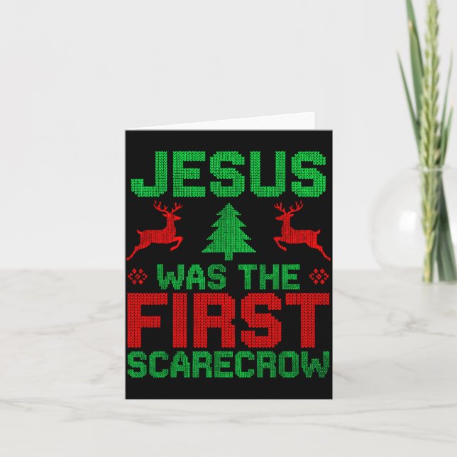 Carte Jesus Was The First-ecrow Reindeer Ugly Sweater Xm (Devant)