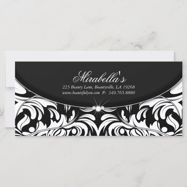Carte Jet Black Holiday Certificat cadeau Classy Damask (Devant)