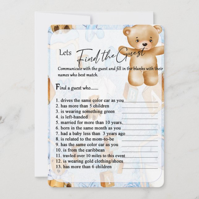Carte Jeu à thème de l'ours Brown (Devant)