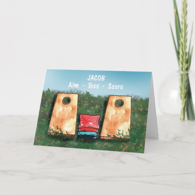 Carte Jeu Cornhole Anniversaire Objectif Jeu Jeu Jeu Jou (Devant)