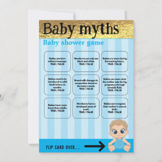 Carte Jeu de Baby Shower Bleu et Or pour Garçon