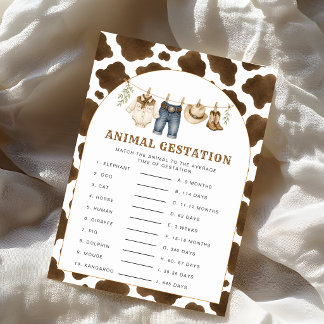 Carte Jeu de Baby Shower sur la gestation des animaux Li