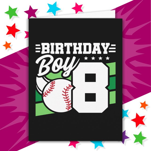 Carte Jeu de baseball 8 ans Thème 8 anniversaire Garçon (Créateur téléchargé)