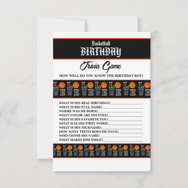 Carte Jeu de basket-ball Anniversaire de basket-ball (Devant)