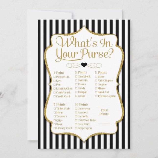 Carte Jeu de bourse Black Gold Baby shower Fête des mari (Devant)