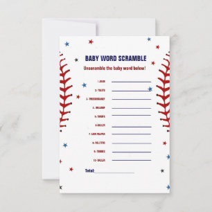 Carte Jeu de désordre de mots de bébé baseball pour la f